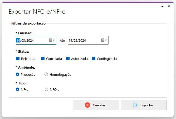 Exportação de NF-e e NFC-e